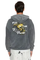 Bluzy męskie - TRENDYOL MAN BLUZA MĘSKA Z KAPTUREM SZARA Z NADRUKIEM CZASZKI L 5DA - miniaturka - grafika 1