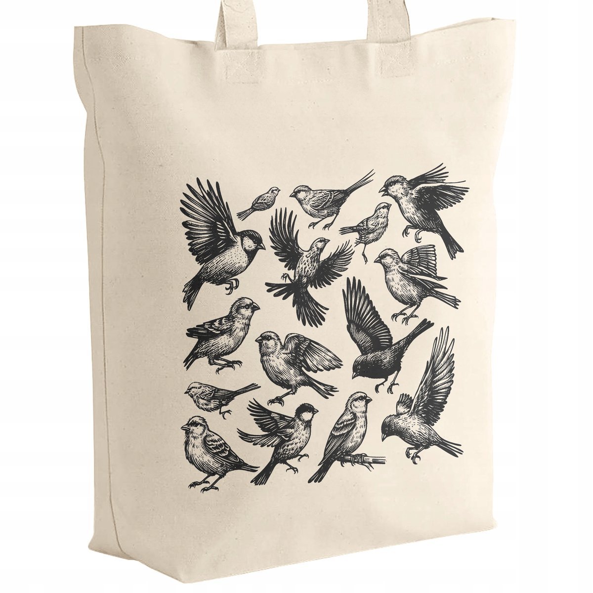 Torba bawełniana z dnem na zakupy Z Motywem Ptaków Dla Miłośników Przyrody