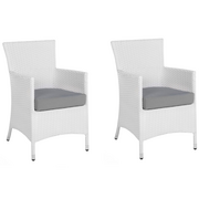 Fotele i krzesła ogrodowe - Beliani Zestaw 2 krzeseł ogrodowych rattanowych biały ITALY - miniaturka - grafika 1