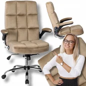 Fotele i krzesła biurowe - Fotel Obrotowy Krzesło Do Biurka Fotel Biurowy Gabinetowy London Beżowy - miniaturka - grafika 1