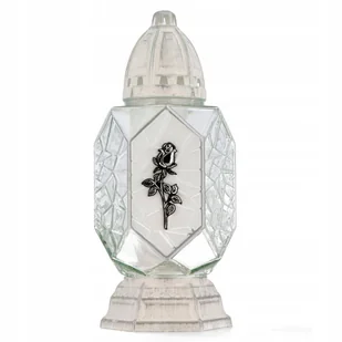 Znicz Castel biały z różą 31cm - Lampiony i znicze - miniaturka - grafika 1