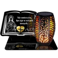 Lampiony i znicze - ZNICZ SOLARNY LED WIECZNY PODSTAWKA NA CMENTARZ GRÓB Księga EFEKT PŁOMIENIA - miniaturka - grafika 1