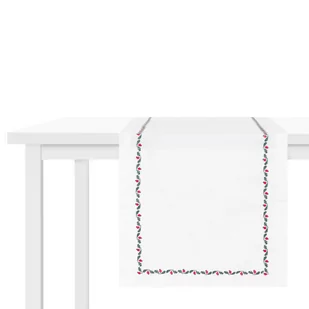 Bieżnik XMAS ILEX biały z lamówką 40x160 cm HOMLA - Obrusy i serwetki - miniaturka - grafika 1