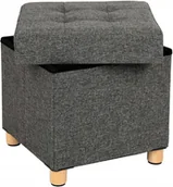 Pufy i podnóżki - Pufa, Podnóżek Tapicerowany Ze Schowkiem I Nóżkami - miniaturka - grafika 1