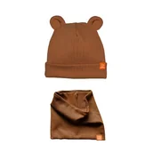 Czapki dla dzieci - Komplet Czapka MISIACZKA z kominem - brązowy - miniaturka - grafika 1