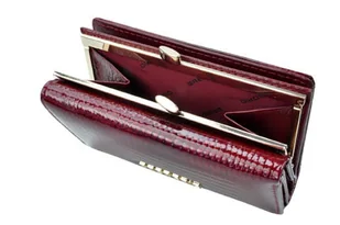 Portfel Damski Skórzany GREGORIO 14 cm Klamra i Klapka Skóra Naturalna Lakierowany SLL-108 CZERWONY 14 x 9 x 4 [cm] - Portfele - miniaturka - grafika 6