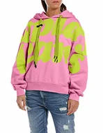 Bluzy damskie - Replay Damska bluza z kapturem, 307 Candy Pink, M - miniaturka - grafika 1