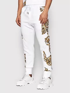 Spodnie sportowe męskie - Versace Jeans Couture Spodnie dresowe Contr Print Garland 72GAA3C9 Biały Regular Fit - grafika 1
