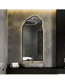 Lustra - Półowalne lustro o organicznym kształcie w ramie z podświetleniem- AUROW RAMIE LED 1, AURO 1: 50X86 - miniaturka - grafika 1