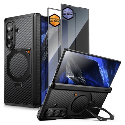 Etui SUPCASE Ub Aero MagSafe do Samsung Galaxy Z Fold 8 Ultra Czarny + szkło hartowane + szkło prywatyzujące
