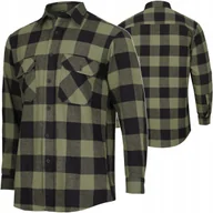 Koszule męskie - Koszula Flanelowa Męska W Kratę Mil-Tec Z Długim Rękawem Czarna / Olive XL - miniaturka - grafika 1
