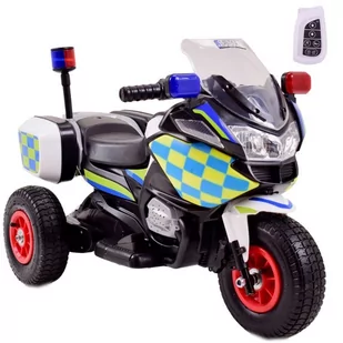 MOTOR POLICYJNY Z KOGUTEM, POMPOWANE KOŁA, DŹWIĘKI, DWA SILNIKI,PILOT/A608 - Pojazdy elektryczne dla dzieci - miniaturka - grafika 1