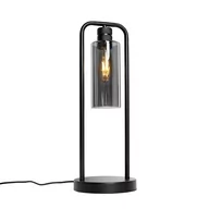 Lampy stojące - QAZQA Nowoczesna lampa stołowa czarna z przydymionym szkłem - Stavelot - miniaturka - grafika 1