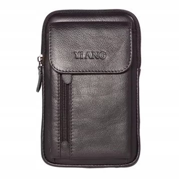Męska Saszetka Skórzana na Telefon z Paskiem Stylowa i Funkcjonalna czarny