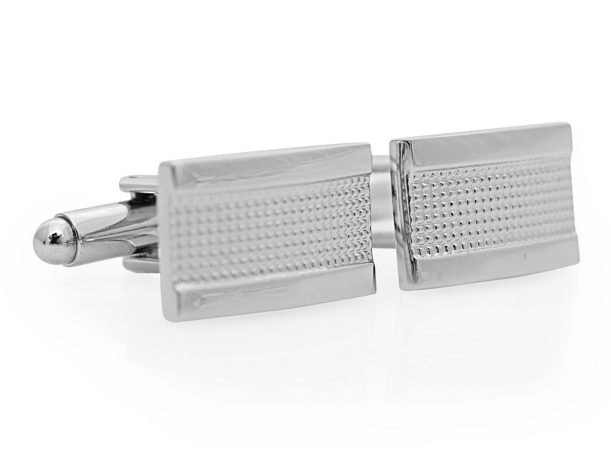 Prostokątne srebrne spinki do mankietów N158