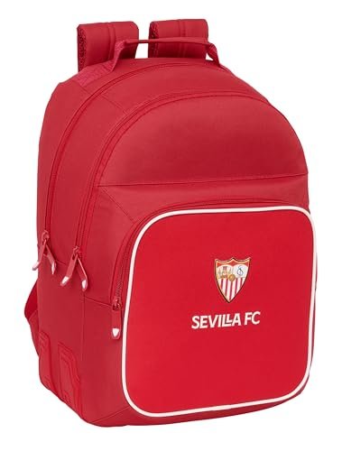 Safta SEVILLA FC - Plecak szkolny dla dzieci, idealny dla dzieci w różnym wieku, wygodny i wszechstronny, jakość i wytrzymałość, 32 x 15 x 42 cm, Czerwone, M, Casual