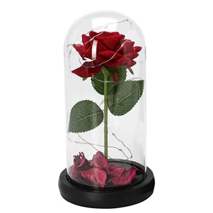 Wieczna Róża W Akrylowej Kopule Led Prezent Na Dzień Babci Walentynki - Sztuczne kwiaty - miniaturka - grafika 1