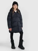 Kurtki i płaszcze dla dziewczynek - 4F Płaszcz puchowy z wypełnieniem syntetycznym dziewczęcy - czarny 122 (6-7 lat) - miniaturka - grafika 1