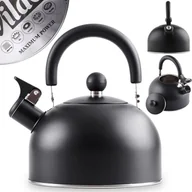 Czajniki na gaz - Czajnik z gwizdkiem stalowy czarny do gotowania wody na kuchenkę 2 l - miniaturka - grafika 1