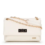 Torebki damskie - Damska crossbody z plecionki na łańcuszku złamana biel - miniaturka - grafika 1