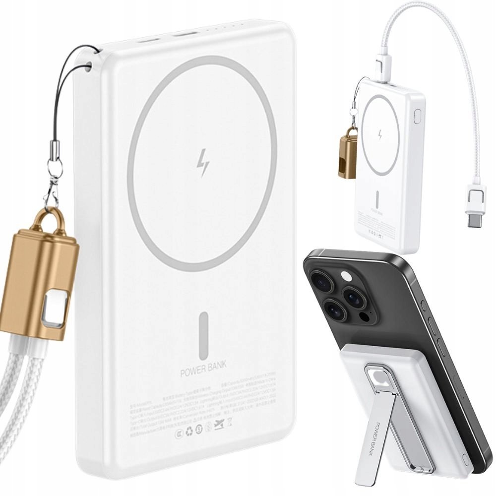POWERBANK SZYBKIE ŁADOWANIE BEZPRZEWODOWE 5000 MAH USB-C LIGHTNING 20W