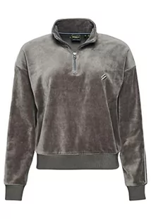 Superdry Code SL Velour Henley Bluza damska, Grey Quartz, 40 - Bluzy damskie - miniaturka - grafika 1