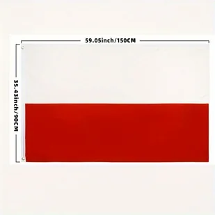 Polska Flaga - 90 cm x 150 cm - Jednostronny Nadruk - 2 Mosiężne Przelotki - Bez Drążka - Materiał Poliestrowy - Odpowiednia do użytku na zewnątrz - Inne - miniaturka - grafika 1