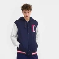 Bluzy sportowe męskie - Męska bluza rozpinana z kapturem CHAMPION Hooded Bomber Jacket - granatowa - miniaturka - grafika 1