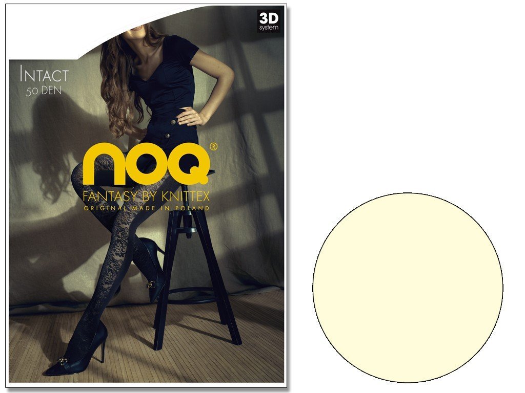 Kryjące Rajstopy Z Wzorem Kwiatów 50Den Ecru 3