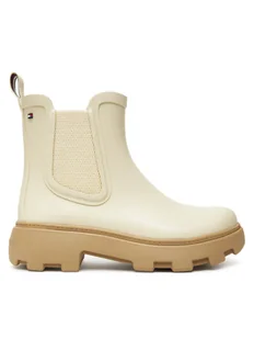 Tommy Hilfiger Kalosze Rubber Flag Cleated FW0FW08637 Beżowy - Kalosze damskie - miniaturka - grafika 1