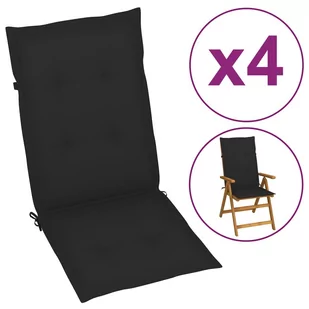 vidaXL Poduszki na krzesła ogrodowe, 4 szt., czarne, 120x50x3 cm - Poduszki ogrodowe - miniaturka - grafika 1