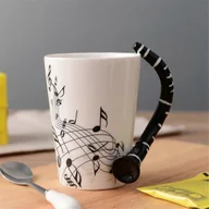 Herbata - 240 ml, muzyczny kubek ceramiczny śliczna kawa herbata mleko klepkowe kubki i filiżanki z uchwytem nowości prezenty, Clarine Jak pokazano - miniaturka - grafika 1