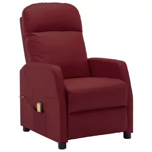 vidaXL Rozkładany fotel masujący, czerwone wino, sztuczna skóra - Fotele - miniaturka - grafika 1