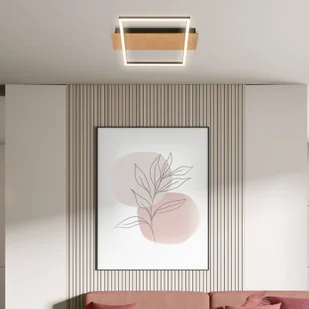 Briloner Lampa sufitowa LED Kada, 34x26 cm, drewno, metal, czarny - Lampy sufitowe - miniaturka - grafika 1
