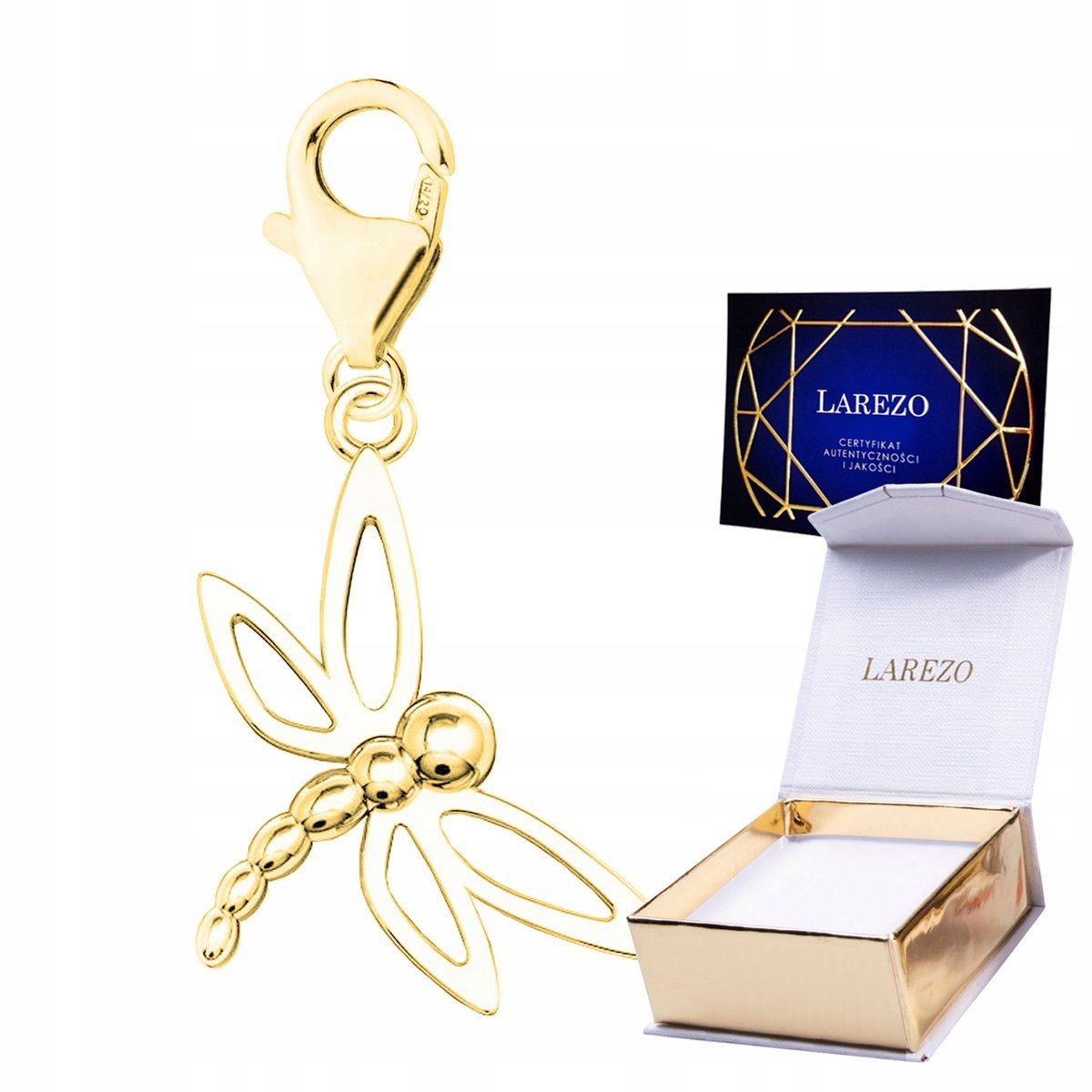 ZAWIESZKA ZŁOTA 925 Wisząca z Ważką Pozłacana Ważka Owad Robak Robaczek