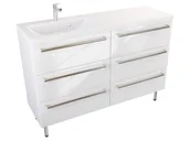 Szafki łazienkowe - Szafka Stojąca Z Umywalką ATH 120 cm S Lewa - Biały Wysoki Połysk - Uchwyty Stal Szczotkowana - miniaturka - grafika 1