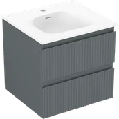 Szafki łazienkowe - Mexen Rivel szafka łazienkowa 50 cm z umywalką Vela, 2 szuflady, ryflowana , grafit mat/biała mat - 91A20-05047-2-BFF66-W23M01 - miniaturka - grafika 1