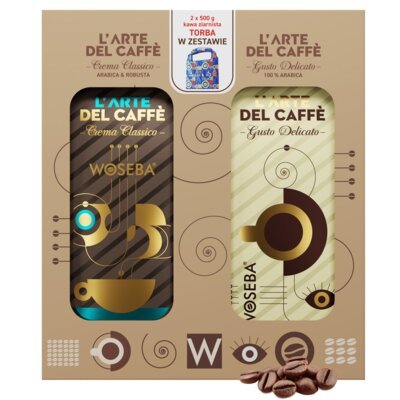 Kawa ziarnista WOSEBA L'arte Crema Classico 500 g + L'arte Gusto Delicaro 500 g + Torba