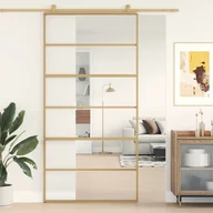 Ogrodzenia - vidaXL Drzwi przesuwne, złote, 102,5x205 cm, przezroczyste szkło ESG - miniaturka - grafika 1