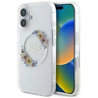 Etui i futerały do telefonów - Guess GUHMP16MHFWFCT iPhone 16 Plus 6.7" przeźroczysty/transparent hardcase IML Flowers Wreath MagSafe - miniaturka - grafika 1