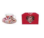 Filiżanki - Komplet filiżanka spodek kolorowe serca walentynki - miniaturka - grafika 1