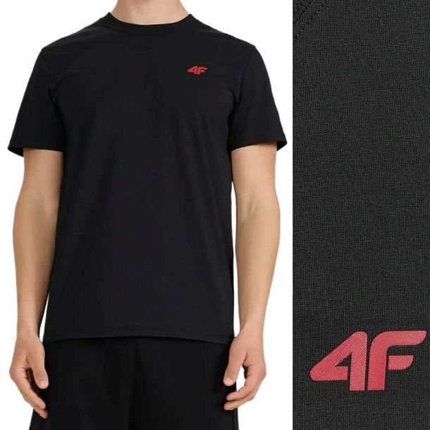Koszulka Męska 4f Gładka Tshirt Bawełna Podkoszulek M3341 020s Czerń R. 5xl