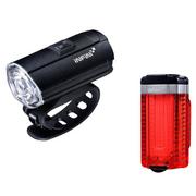 Lampki rowerowe - Infini TRON SET Black USB new 2020 Zestaw oświetlenia I-8180 - miniaturka - grafika 1