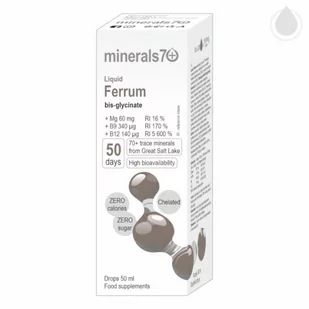 Ovonex Minerals7+ Ferrum liquid Żelazo w kroplach, 50ml - Witaminy i minerały - miniaturka - grafika 1