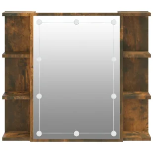 Lumarko Szafka z lustrem i LED, opalany dąb, 70x16,5x60 cm - Toaletki - miniaturka - grafika 9