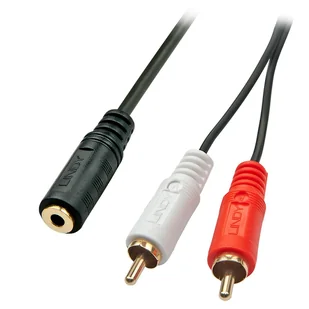 Lindy 35677 kabel audio 0,25 m 2 x RCA 3.5mm Czarny, Czerwony, Biały - Kable komputerowe i do monitorów - miniaturka - grafika 1