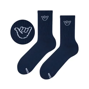 Granatowe skarpetki długie SURF SHAKA bawełniane, unisex, sportowe - Skarpetki damskie - miniaturka - grafika 1