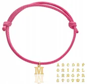 Bransoletki - Bransoletka sznurkowa różowa z literką literka M lub INNE SREBRO POZŁACANE - miniaturka - grafika 1