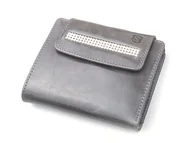 Portfele - SV 050 skórzany portfel damski z kamieniami swarovskiego szary SV 050 - miniaturka - grafika 1