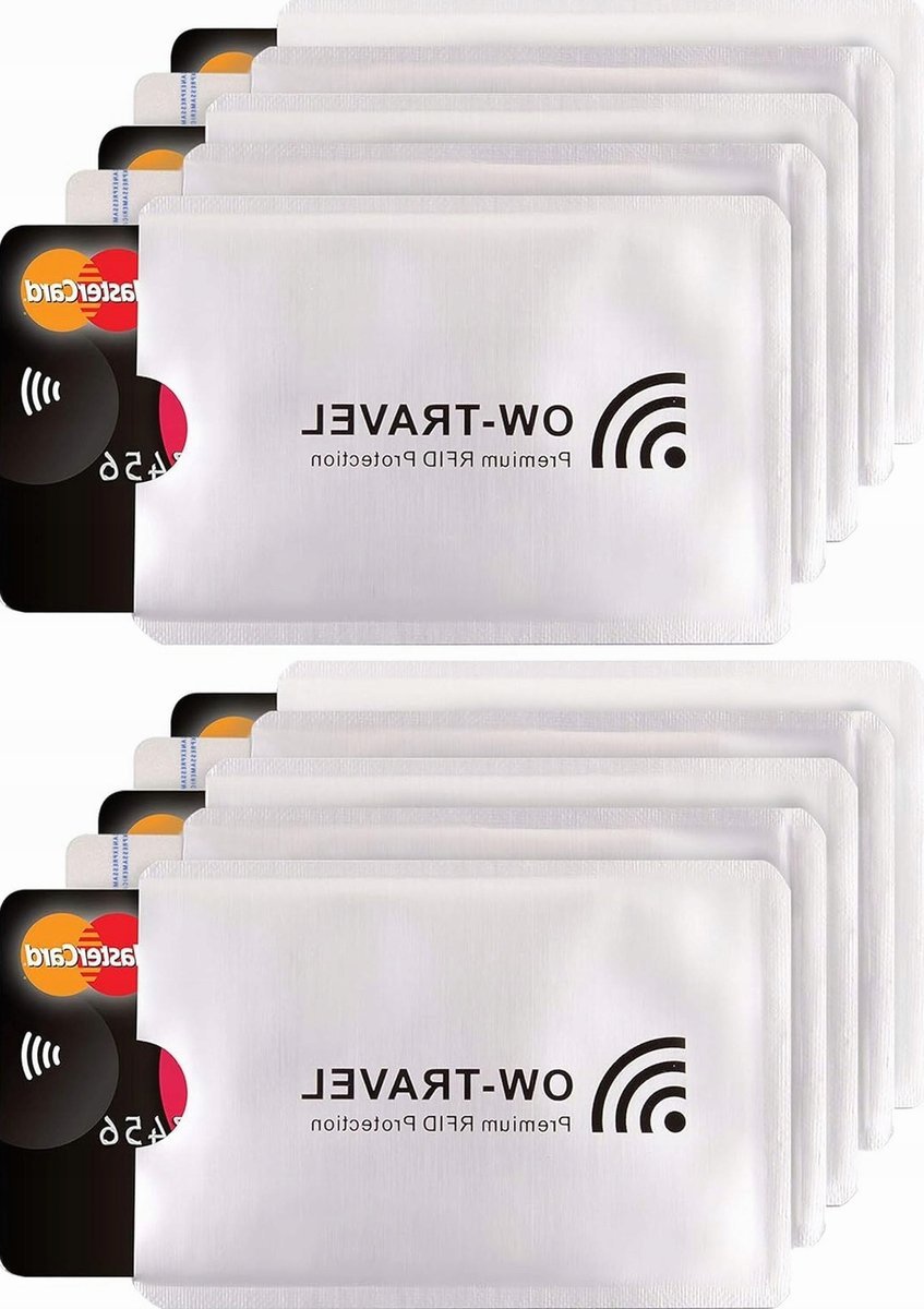ETUI OCHRONNE NA KARTY ZBLIŻENIOWE 10 SZTUK BLOKADA RFID ALU SREBRO